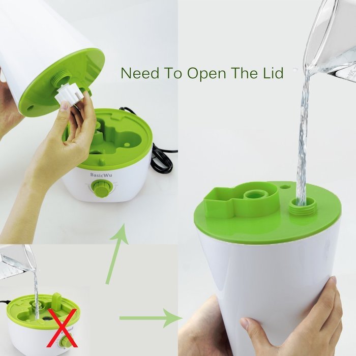 BasicWu Cool Mist Humidifier, Portable Aroma Diffuser, Small Air Humidifier Great for Personal Spaces, Office,... N9