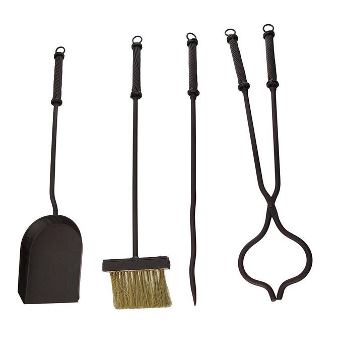 Rustic Western Star Wrought Iron Fireplace Tool Set N2