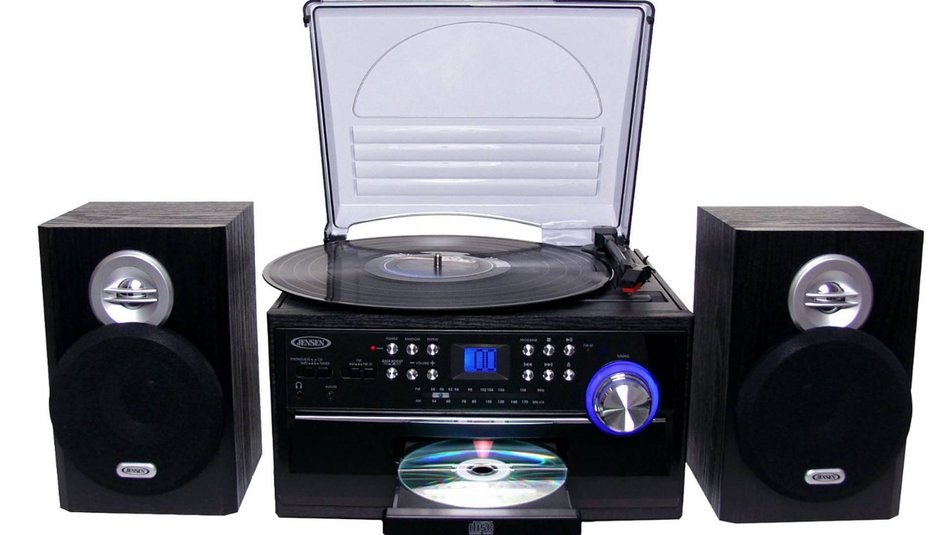 Jensen All-In-One Hi-Fi Stereo CD Player Turntable & Digital AM/FM Radio Tuner Tape Cassette Player Mega Bass... N2