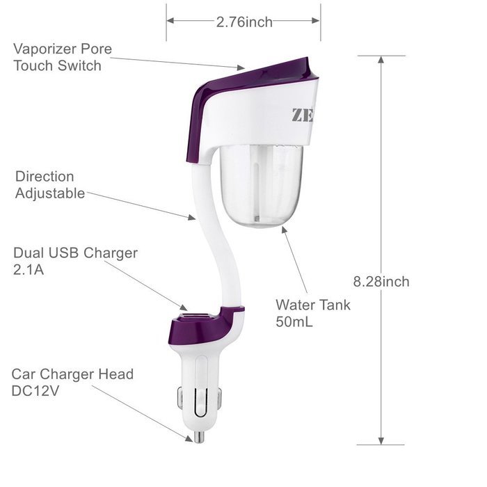 Car Humidifier Aromatherapy, ZELAF 2nd-Gen Z8 Mini Travel Portable Cool Mist Ultrasonic Humidifier & Aroma Diffuser... N2