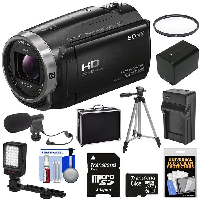 Sony Handycam HDR-CX675 32GB Wi-Fi HD Video Camera Camcorder with 64GB Card + Battery & Charger + Hard Case +... N4