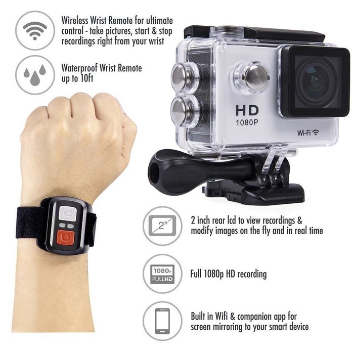 4K Ultra HD Wifi & HDMI Action Sports Camera Sport DV Dual LCD Screens & Waterproof Wrist Remote-Wifi Cam DV-Wrist... N16