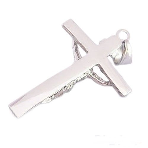 Men's Hot Chic Trendy Stainless Steel Silver Jesus Cross Chain Pendant Necklace N6