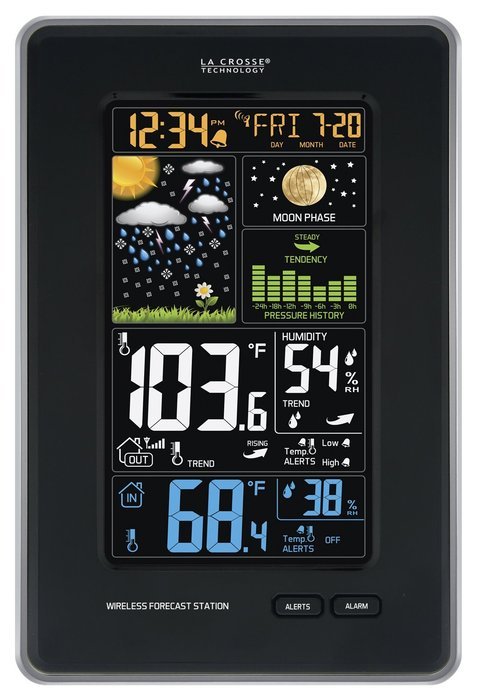 La Crosse Technology 308-1425B-INT  Wireless Color Forecast Station, Black