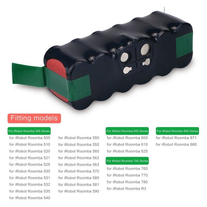 MELASTA New Version 4600mAh 14.4V Ni-NH Replacement Battery for iRobot Roomba R3 500, 600, 700 & 800 series 510... N6