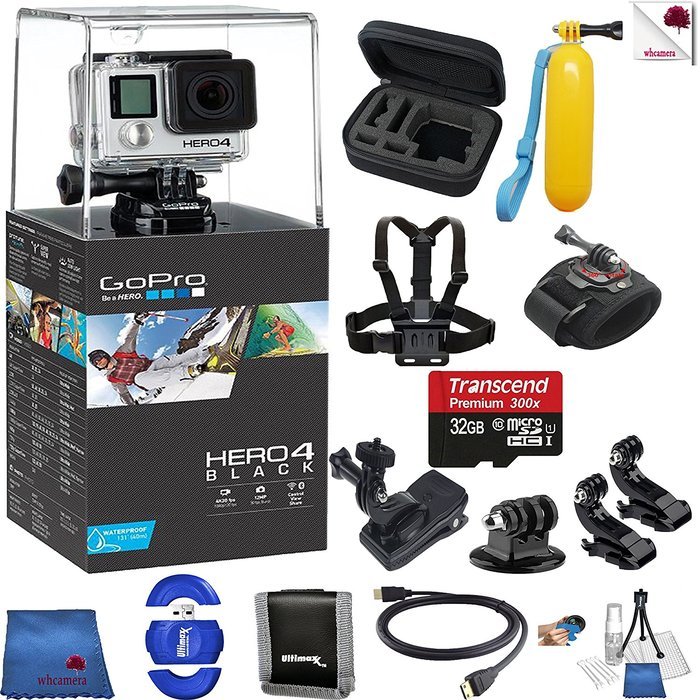 Gopro Hero 4 Black 14 Piece On The Move Bundle Includes: Go Pro Hero4 Black + Case + Floaty Bobber + Chest Strap...
