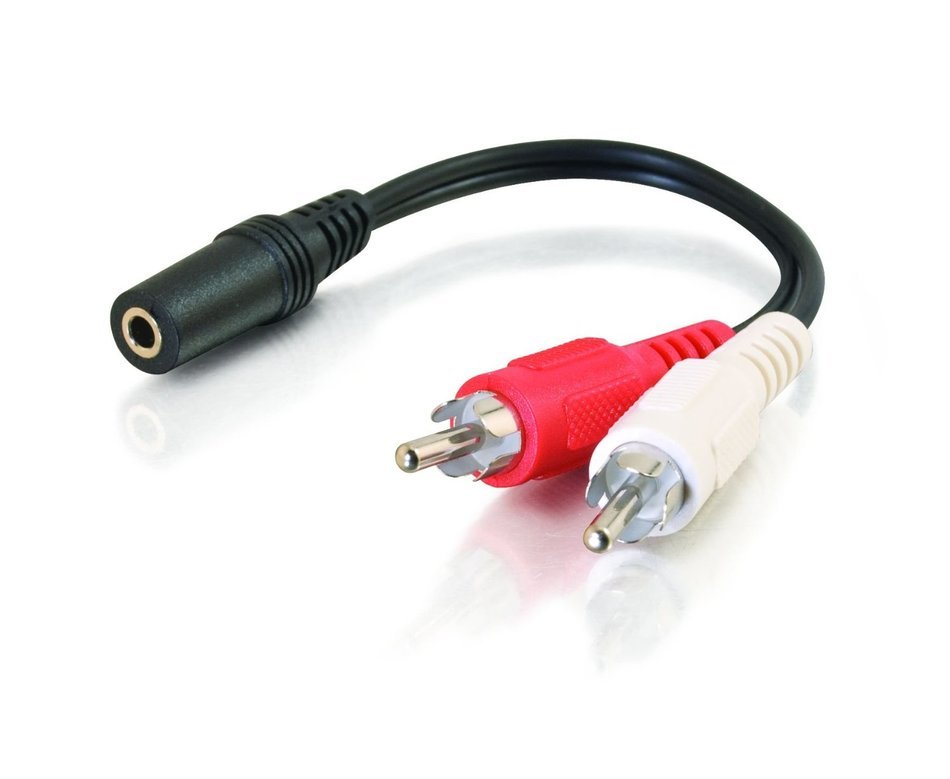 C2G / Cables To Go 40424 Value Series One 3.5mm Stereo Female to Two RCA Stereo Male Y-Cable (6 Inch, Black) N2