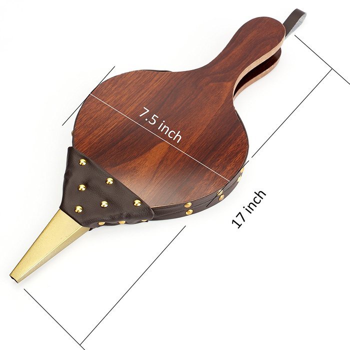 Tosnail 17" x 7.5" Wood Bellows Fireplace Bellows, Wood Air Bellows - Brown Color