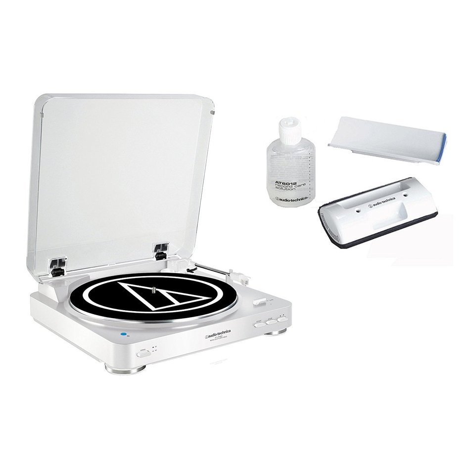 Audio Technica AT-LP60WH-BT Fully Automatic Bluetooth Wireless Belt-Drive Stereo Turntable in White bundled with...