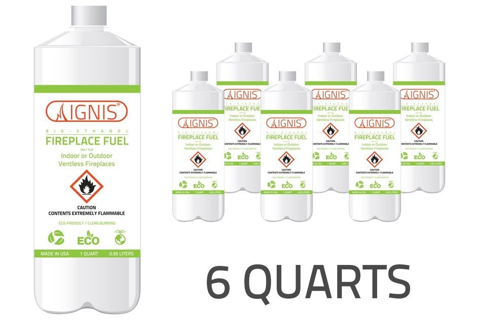 Ignis Bio Ethanol Fireplace Fuel - 36 Pack (36 1-Quart Bottles) N2