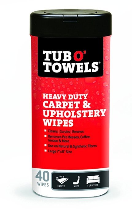 Tub O Towels TW40-CP Carpet And Upholstery Spot Remover Cleaning Wipes (Tub of 40 Wipes) N2