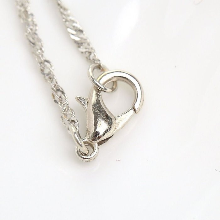 fashion silver Dolphin pendant Necklace plated chain rhinestone jumping double N3
