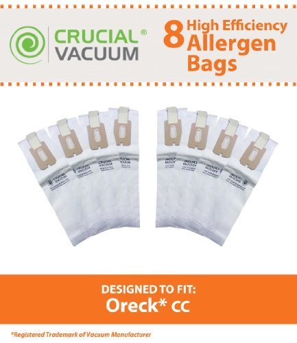 Oreck Type CC Vacuum Cleaner Bags 8-Pack - Allergen Filtration with Closure - To Fit Style CC, and ALL XL Upright... N2