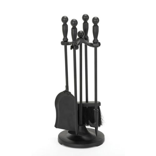 "MINI" Miniature Colonial Fireplace Hearth Woodstove Tool Set with Classic Ball Handles - BLACK