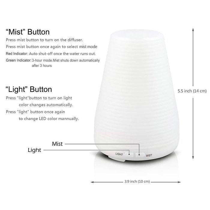 REDGO 3 IN 1 Aroma Essential Oil Diffuser 100ML, Ultrasonic Aromatherapy Diffuser, Cool Mist Humidifier, Air Purifier... N2