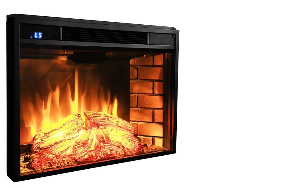 AKDY 28" Freestanding Electric Fireplace Insert Heater in Black with Tempered Glass and Remote Control N2