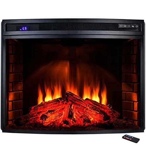 AKDY 33-inch Freestanding Tempered Glass 6 Setting LED Backlit Adjustable 1500W Electric Fireplace N2