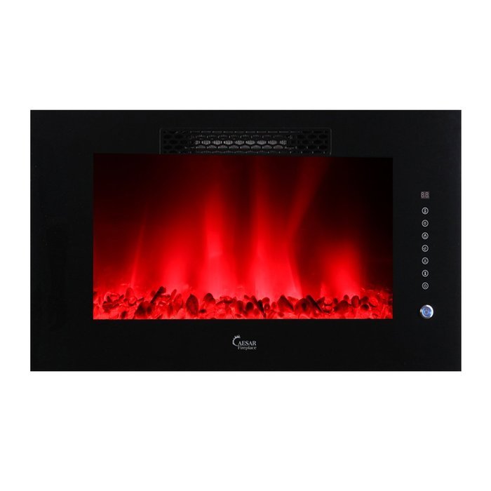 Caesar Luxury Linear Wall Mount Recess Freestanding Multicolor Flame Electric Fireplace, 30-Inch N2