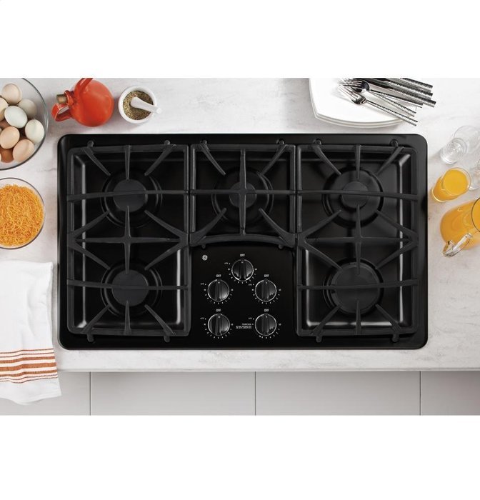 GE PGP966DETBB Profile 36" Black Gas Sealed Burner Cooktop N3
