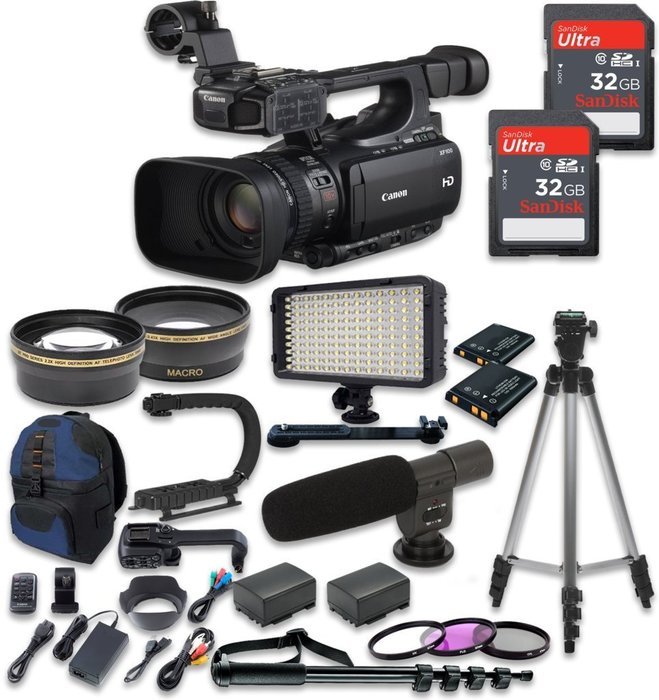 Canon XF100 Professional Camcorder with 10x HD Video lens, Compact Flash (CF) Recording with 2pc SanDisk 32GB...