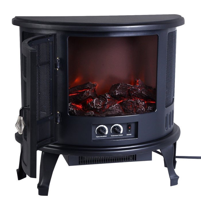Free Standing Electric 1500W Fireplace Heater Fire Flame Stove Wood Adjustable - Compact Design Great for All...