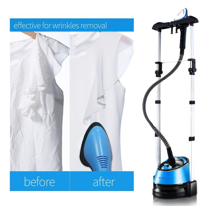 1350ml Professional Garment Clothes Fabric Dual Bar Steamer Portable Blue NEW N6