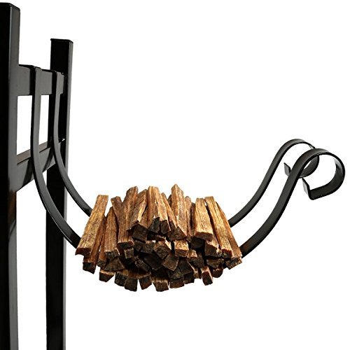 Sunnydaze Firewood Log Rack with Removeble Kindling Holder, 33 Inch Wide x 30 Inch Tall