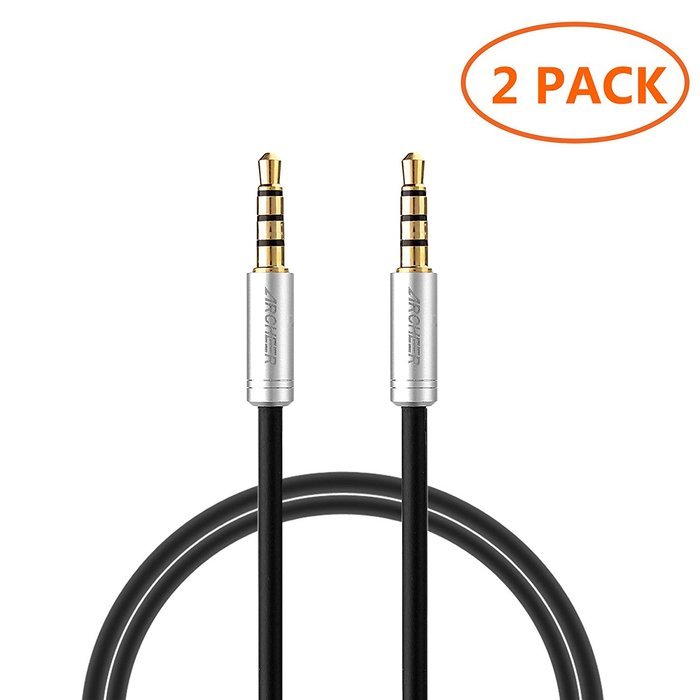 Audio Cable, Archeer 3.5mm Stereo Audio Cable 4-Pole Male to Male Extension Cord for Smartphone, Tablets, Headset... N3