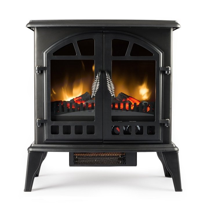 Jasper Free Standing Electric Fireplace Stove - 25 Inch Black Portable Electric Vintage Fireplace with Realistic... N8