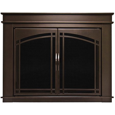 Pleasant Hearth Farlane Cabinet Prairie Arch Style Fireplace Glass Door, Oil Rubbed Bronze, Small, FA-5700