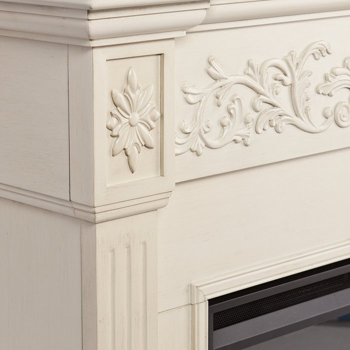 Calvert Carved Electric Fireplace - Ivory N2