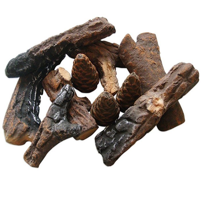 9 Piece Petite Ceramic Wood Gas Log Set