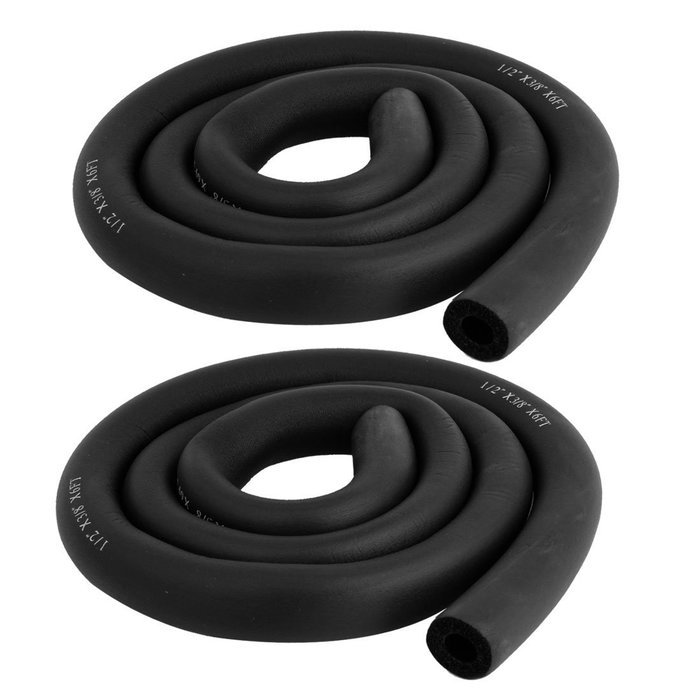 2 Pcs 1/2" x 3/8" Foam Heat Insulated Pipe Black for Air Conditioner