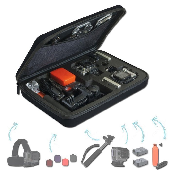 Xtech&reg; Well Padded Large Camera Case for GoPro HERO4 Hero 4, GoPro HERO3 Hero 3, GoPro Hero3+, GoPro Hero2, GoPro... N2