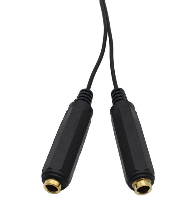 Lemeng 1/4" 6.35mm Stereo Plug / Male to Dual 1/4" 6.35mm Jack /Female Splitter Adapter Cable 0.6 Feet (Black) N2