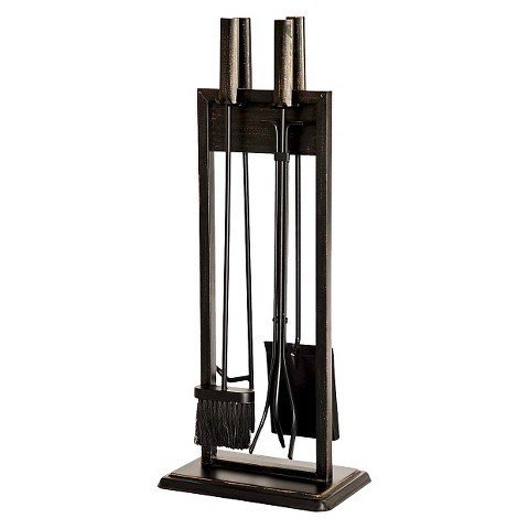 Threshold Fireplace Toolset - Black with Brushed Bronze Finish