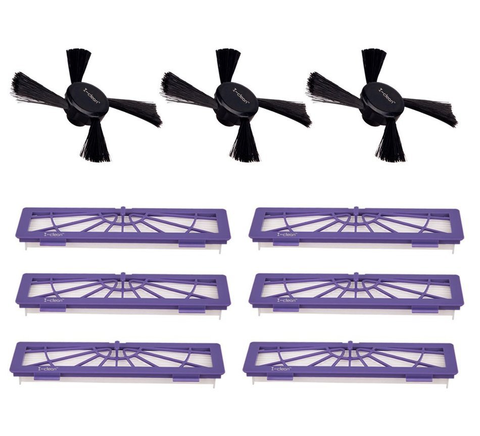 I-clean 6-pack High-performance Filter Replacement + 3 Side Brushes for All Neato Botvac Series Models, 70e 75... N4