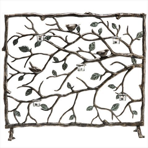 SPI Home Bird and Branch Aluminum Fireplace Screen