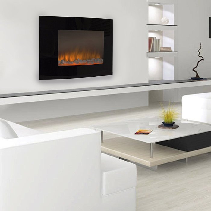 Clevr 750-1500W 36" Adjustable Electric Wall Mount Fireplace Heater Curved L