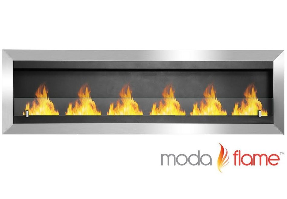 Moda Flame Verrazano Wall Mounted Ethanol Fireplace in Stainless Steel