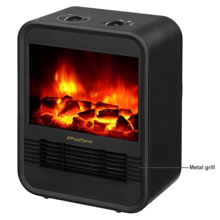 PuraFlame 1250W Clara White 9-Inch Mini Portable Electric Heater, White N11