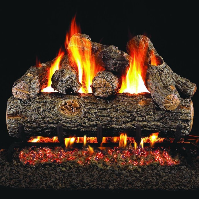 Peterson Real Fyre 18-inch Golden Oak Designer Plus Log Set With Vented Propane Ansi Certified G46 Burner - Variable...