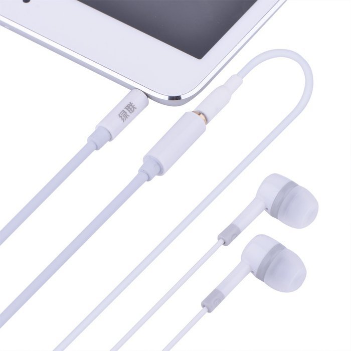 UGREEN 10747 Gold Plated 3.5mm Stereo Auxiliary Extension Cable - 3ft (1m) - White for Smartphones, Tablets... N9