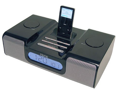 iHome iH5 Clock Radio and Speaker System for iPod (White)