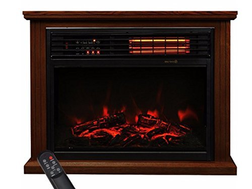 Fireplace Mantel Decor, Portable Indoor,Infrared Heater Quartz,1500 W, With 3D Flame,Color Dark Walnut