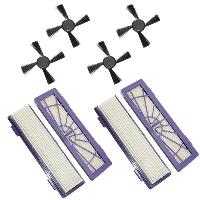 BESKIT 4Pcs Side Brush & 4Pcs Filter for Neato Botvac 70 70e 80 85 Neato 945-0123 Replacement Parts