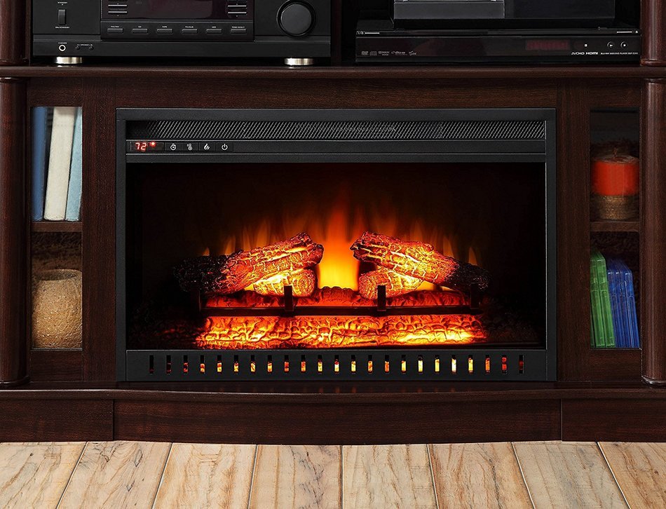 Cherry Finish Better Homes And Gardens Remote Control Ashwood Road Electric Fireplace Media Console For TV's Up...