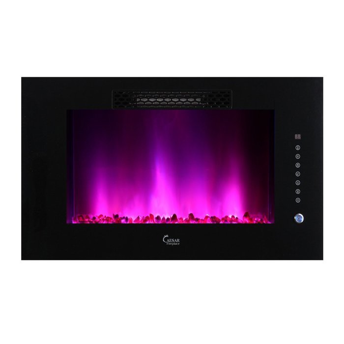 Caesar Luxury Linear Wall Mount Recess Freestanding Multicolor Flame Electric Fireplace, 30-Inch N5