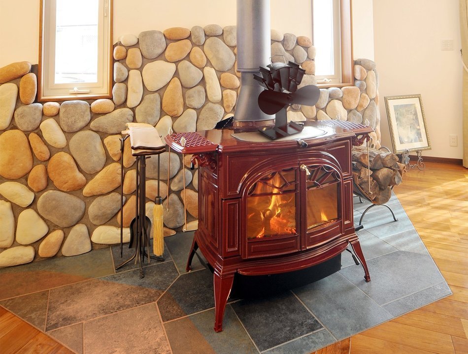 2016 Model - Kenley Heat Powered Eco Friendly Stove Top Fan for Fireplace Wood Log Coal Fire Burner - 4 Blades