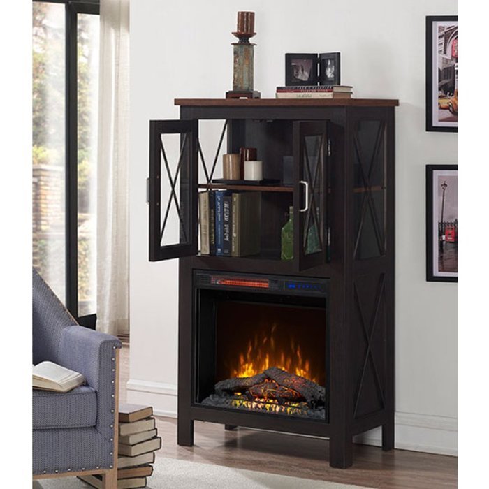 Mirus Industrial Style Electric Fireplace with Display N2